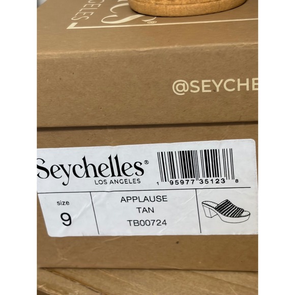 Seychelles Applause Tan Woven Platform Cork Block Heel Mules Size 9 - Picture 8 of 9